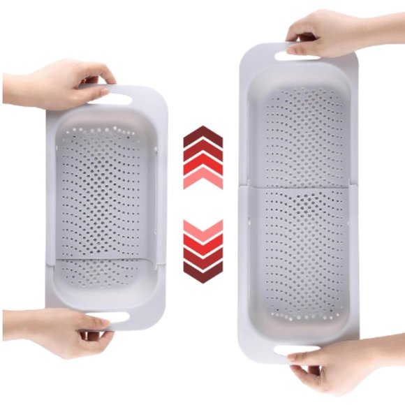 Extendable / Collapsible Colander - Strainer Over the Sink  (Lt. Grey) - Picture 1 of 12